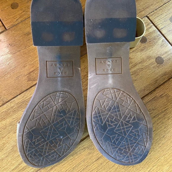 Gold and Brown Minimalist Sandals with Ankle Strap - Picture 5 of 5